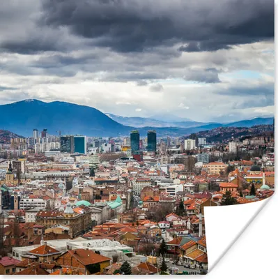 Produktbild von MuchoWow® Poster Wolkendecke über Sarajevo Bosnien und Herzegowina 50x50 cm - Wohnzimmerdekoration