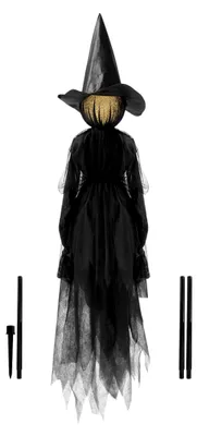 Produktbild von Halloween Hexen Dekoration für den Außenbereich - Leuchtende und Geräuschmachende Hexe - Gruselige Deko für Garten und Terrasse