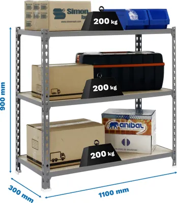Produktbild von MADERCLICK SUPERPLUS 3/300 900 Metallregal CINZA/MADEIRA