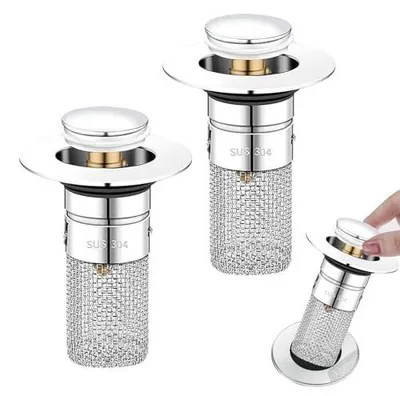 Zdjęcie produktu dla Korek do umywalki uniwersalny ze sitkiem 34 40 mm pop up 2 szt.