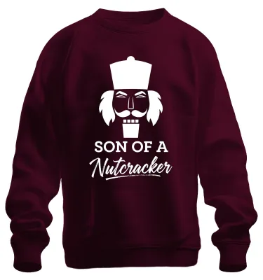 Immagine prodotto di FIGLIO DI UNO SCHIACCIANTE Natale Schiaccianoci divertente umoristico unisex felpa pullover, Borgogna, XL