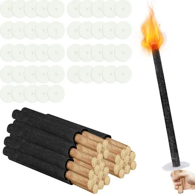 Image de Jopassy 50 torches Temps de combustion 45 min. Torches de cire incl. 50 x protège-mains, avec poignée extra longue, pour les randonnées nocturnes et les événements