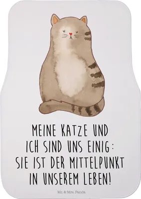 Produktbild von Mr. & Mrs. Panda Automatte Katze Sitzen - Weiß - Geschenk, Fußmatte Fürs Auto, Cats, Auto-Fußmatte, Autoteppich, Katzen, Miau, Cat