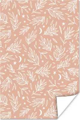 Produktbild von MuchoWow® Poster Muster - Rosa - Blätter 40x60 cm - Plakate für die Wand - Poster Babyzimmer