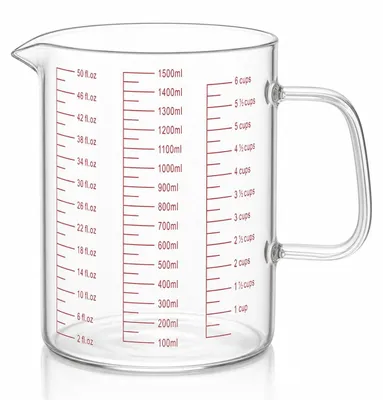 Imagen del producto de Vaso medidor de vidrio resistente al calor, de 1500 ml, con escala, para la cocina