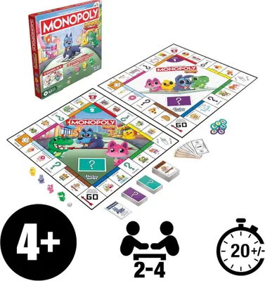 Produktbild von Hasbro Monopoly Junior Brettspiel 2 in 1 Edition für Kinder