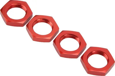 Image de 4 écrous hexagonaux en aluminium de 17 mm, couleur rouge, accessoires de mise à niveau pour voiture RC 1/8, légers et résistants