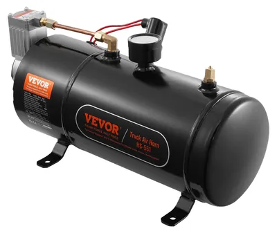 Immagine prodotto di Set di compressori d'aria VEVOR 12 V con serbatoio da 3 L, Set di compressori d'aria per clacson da traino, pressione di esercizio 90-120 psi, Sistema integrato di compressori d'aria per clacson da traino, gonfiaggio di pneumatici, camion, SUV ecc. Nero