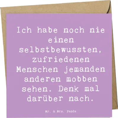 Produktbild von Mr. & Mrs. Panda Grußkarte Spruch Mobbing bewältigen - Lavendeltraum - Geschenk, Zuversicht, Klappkarte, Trost, doppelkarte, handgefertigte Produkte, anlasskarte, Stärke