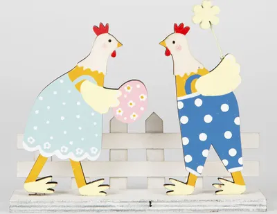 Produktbild von Deko Aufsteller "Hühner am Gartenzaun" für eine liebevolle Osterdekoration!