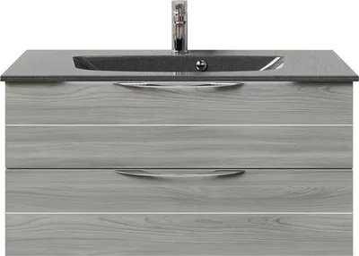 Produktbild von Pelipal Badmöbel-Set Sunline 300 BxHxT 97 x 49,9 x 48 cm Frontfarbe sangallo grau Badmöbel-Set mit Waschtisch Mineralmar