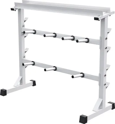 Produktbild von GORILLA SPORTS® Hantelablage - 3 Ebenen, 30mm, bis 400 kg, Stahl, Weiß - Gewichteständer, Hantelscheibenständer, Hantelscheibenablage, Hantelständer, Langhantelablage, Langhantelständer