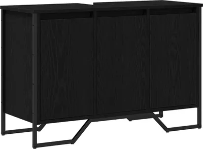 Produktbild von vidaXL Waschbeckenunterschrank mit Tür Schwarze Eiche 91 x 35 x 60 cm