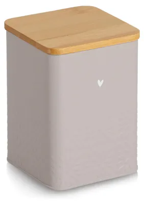 Produktbild von ZELLER 19413 Vorratsdose 950 ml HEART aus Metall, greige, ca. 9,5 x 9,5 x 13,5 cm