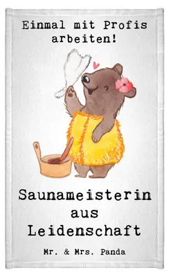 Produktbild von Mr. & Mrs. Panda Handtuch Saunameisterin Leidenschaft - Weiß - Geschenk, Gästetuch, Klein, Kleines, Gäste-WC, gäste wc