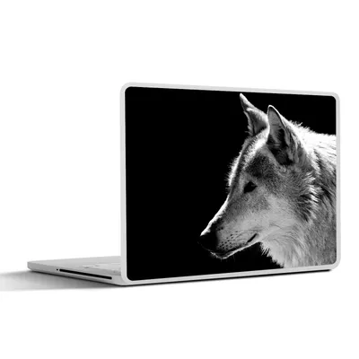 Produktbild von MuchoWow® Laptop Aufkleber Sticker Cover Wildlife - Wolf - Schwarz - Weiß 30x22 cm - Laptop-Sticker