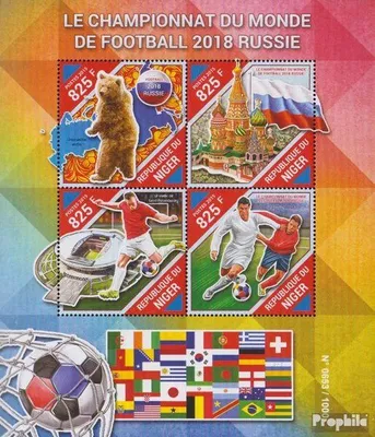 Produktbild von Briefmarken Niger 2015 Mi 3957-3960 Kleinbogen (kompl. Ausg.) postfrisch Fußballweltmeisterschaft