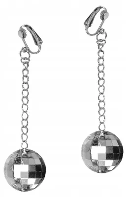 Produktbild von Silberne Discokugel Ohrringe – Kostüm & Retro Accessoire