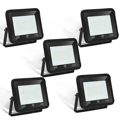 Produktbild von Lospitch 5er 20W LED Strahler mit Bewegungsmelder, Superhell 1700LM Arbeitsleuchten Flutlicht, 6000K Kaltweiss, IP66 Wasserdicht Aussenstrahler, Flutlichtstrahler fuer Fuer Garagen, Treppen und Gaerten
