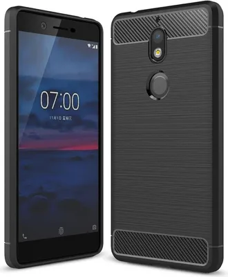 Produktbild von Conie Silikon Schutzhülle für Nokia 7 Tasche Case Cover Bumper TPU Carbon Look Hülle in Schwarz