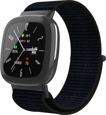Produktbild von Strap-it Fitbit Versa 4 Nylon Armband (Schwarz)