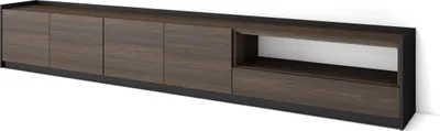 Produktbild von TV-Schrank, Lowboard, 310x37x50cm, Für TV-Geräte bis zu 80", Fernsehtisch, Dunkler Eiche und Schwarz