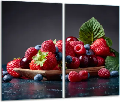 Produktbild von Herdabdeckplatten 2 teilig 30x52 Glaskeramikfeld Abdeckung Glas Obst