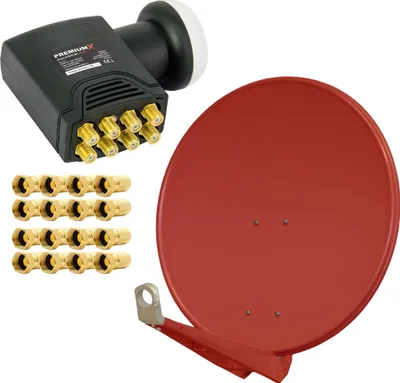 Produktbild von PremiumX DELUXE85 Satellitenantenne 85 cm Aluminium in Ziegelrot Offset Antenne HDTV 4K DELUXE Octo LNB Sat