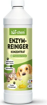 Produktbild von bio-chem Enzymreiniger Konzentrat 1000 ml - Tiefenwirksamer Geruchsentferner gegen Urin, Katzenurin & Hundeurin - Mikrobiologischer Geruchsneutralisierer für Hunde & Katzen Geruch