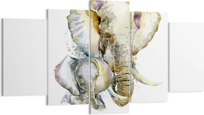 Produktbild von Bild auf Leinwand - Leinwandbild - Elefanten tier safari afrika - 160x85cm - Wand Bild - Wanddeko - Leinwanddruck - Bilder - Kunstdruck - Wanddekoration - Leinwand bilder - Wandkunst - EA160x85-2884