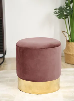 Produktbild von Sitzhocker – Hocker mit Stauraum – Samt hocker – runder Sitzhocker – GOLDEN – Rosa – 39 cm – Elegantes Design mit praktischem Stauraum