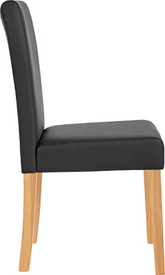 Immagine prodotto di set di 4 sedie per sala da pranzo Sedia da cucina Littau ~ Pelle finta, nero opaco, gambe chiare