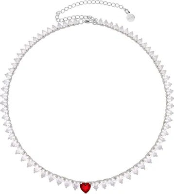 Produktbild von Fashionbox Collier Messing 38+12cm rot Kristall 449050001