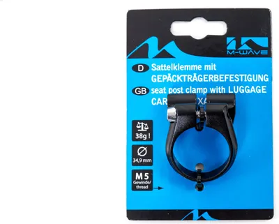Produktbild von Sattel Schelle Klemme M-Wave mit Gepäckträger Befestigung Ösen 34,9mm Alu schwarz