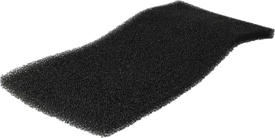 A black foam filter is shown against a white background.