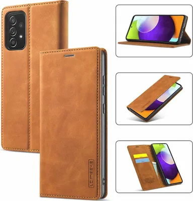 Obrázek produktu pro Galaxy A52 Kožené pouzdro s funkcí stojánku a držákem karet, peněženkový design pouzdro pro Samsung Galaxy A52 5G / A52S 5G Hnědý