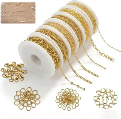 6 Rollen goldene Gliederkette aus Edelstahl für Schmuck