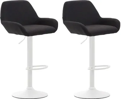 Produktbild von 2er Set Barhocker Braga Stoff weiß schwarz