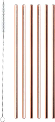 Produktbild von ECHTWERK Trinkhalme, Set, 6-tlg, inkl. Reinigungsbürste, Farbe:Kupfer