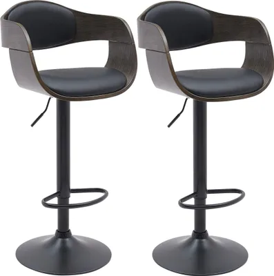 Image de 2 chaises de bar Kingston B - similicuir, structure noire - noir/gris