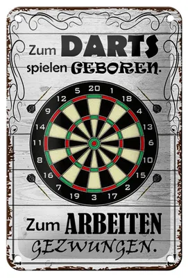 Produktbild von Blechschild Spruch 12x18cm zum Darts spielen geboren