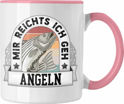 Produktbild von Trendation - Angeln Tasse Geschenk Lustiger Spruch Mir Reichts Ich Geh Angeln Becher Geschenkidee (Rosa)