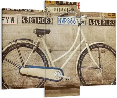 Produktbild von Bild auf Leinwand - Leinwandbild - Fahrrad Mauer Straße - 130x100cm - Wand Bild - Wanddeko - Leinwanddruck - Bilder - Kunstdruck - Wanddekoration - Leinwand bilder - Wandkunst - CB130x100-3764