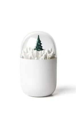 Produktbild von Wattestäbchenspender Winter Kunststoff Behälter weiß Deckel transparent ca. Ø 7x11cm
