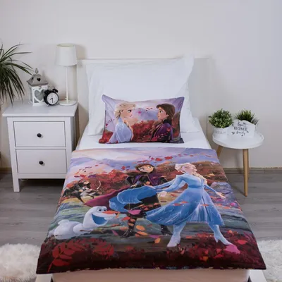 Obrázek produktu pro Jerry Fabrics Bavlněné povlečení 100x135 Frozen 2 Doba ledová 8148 Anna Elsa Olaf ve větru pro dětskou postýlku povlak na polštář 40x60