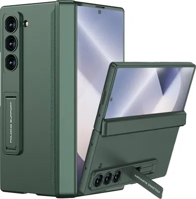 Image de Etui pour Samsung Galaxy Z Fold 6, protection magnétique de la charnière, housse tout compris avec protection de l'écran et support vert