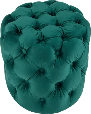 Produktbild von Chesterfield Samt Sitzhocker Drancy mit Zierknöpfen, Fußhocker und Bodenschonern