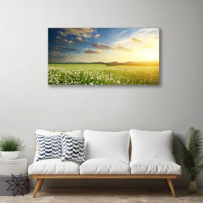Produktbild von Tulup Leinwand-Bilder 100x50 Wandbild Canvas Kunstdruck Wiese Blumen Landschaft