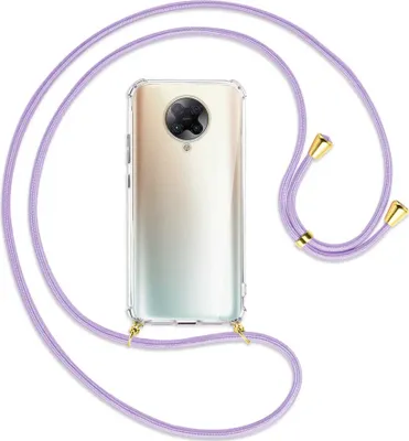 Produktbild von Handykette Backcover-Schutzhülle mit Band (Metall goldfarben) für Xiaomi Redmi K30 Pro, Poco F2 Pro - violett