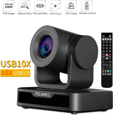 Produktbild von FEELWORLD USB10X 1080P Video-PTZ-Kamera 10-facher optischer Zoom Plug-and-Play fuer Telekonferenz-Broadcast-Live-Streaming